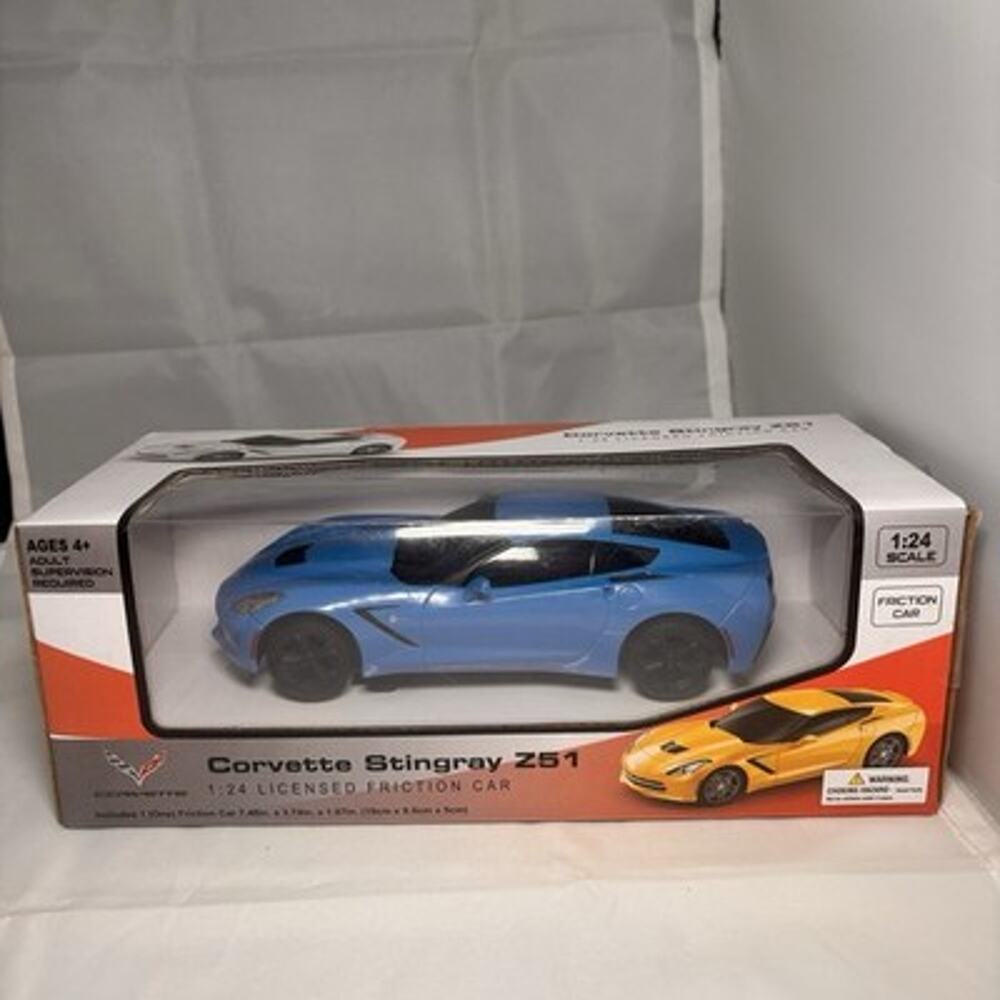 Chevrolet Corvette Stingray Z51 Blue 1:24 Scale Licensed Friction Car Boxed